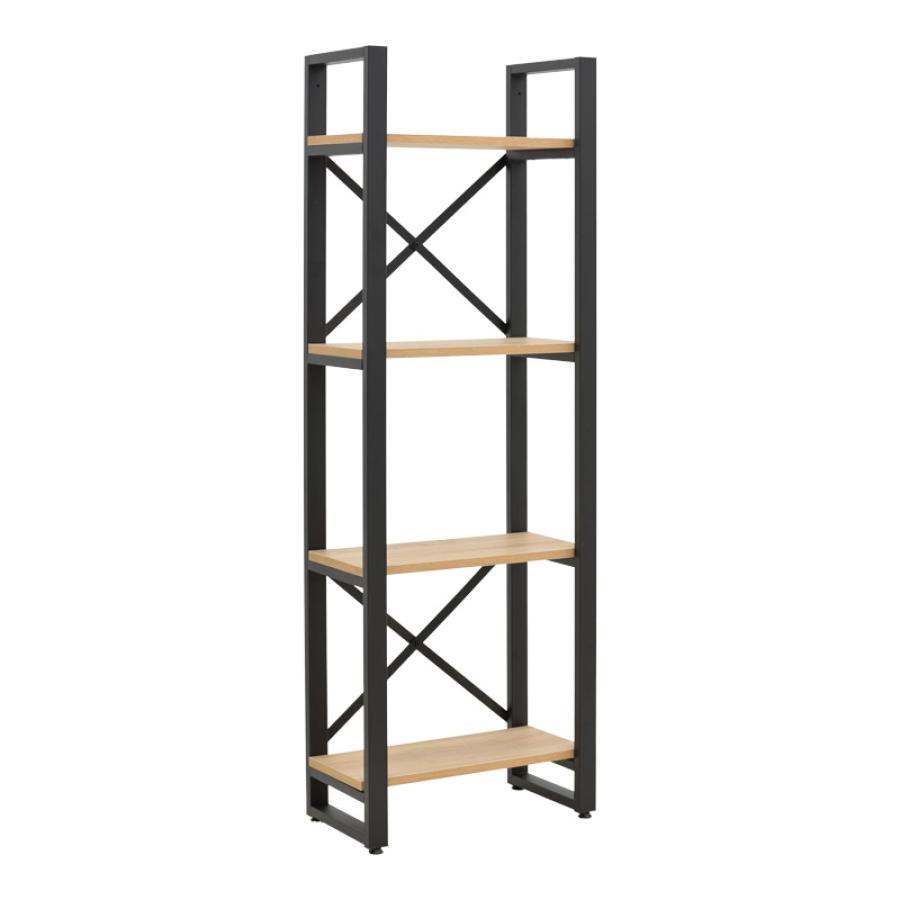 Βιβλιοθήκη Crimson pakoworld σε oak-μαύρη απόχρωση 50x22x150εκ