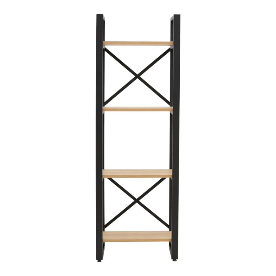 Βιβλιοθήκη Crimson pakoworld σε oak-μαύρη απόχρωση 50x22x150εκ