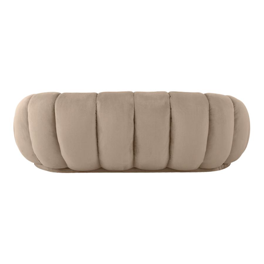 Καναπές Embrace pakoworld βελούδο σε μπεζ  απόχρωση 180x105x65εκ