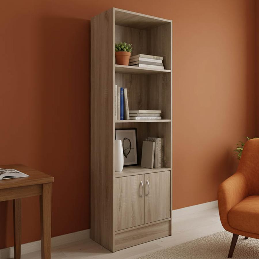 Βιβλιοθήκη Tekaro I pakoworld σε sonoma απόχρωση 57x33x180εκ