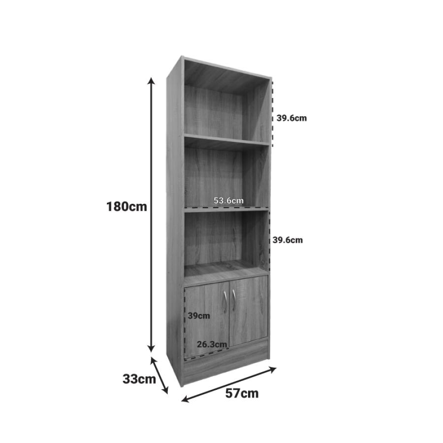 Βιβλιοθήκη Tekaro I pakoworld σε sonoma απόχρωση 57x33x180εκ