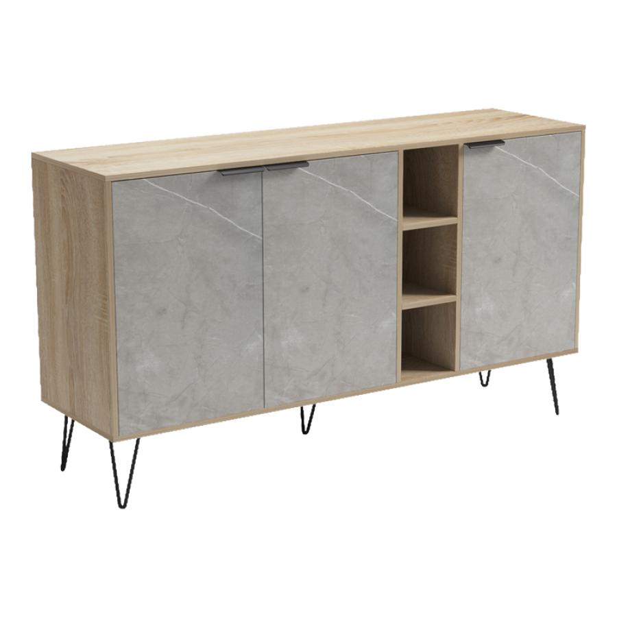 Μπουφές Balain pakoworld sonoma-γκρι μπεζ όψη μαρμάρου 142x35.5x83εκ