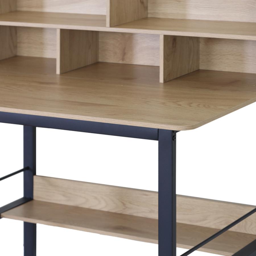 Γραφείο εργασίας Biuro pakoworld oak- μαύρο μέταλλο 120x60x103εκ